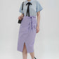 A-Line Wrap Linen Midi Skirt PERPIGNAN Flowy