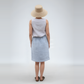 Adjustable Waist Midi Linen Skirt BLOIS with Pockets
