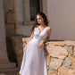 Adjustable Wrap Sleeveless Linen Midi Dress CALAIS