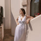 Adjustable Wrap Sleeveless Linen Midi Dress CALAIS
