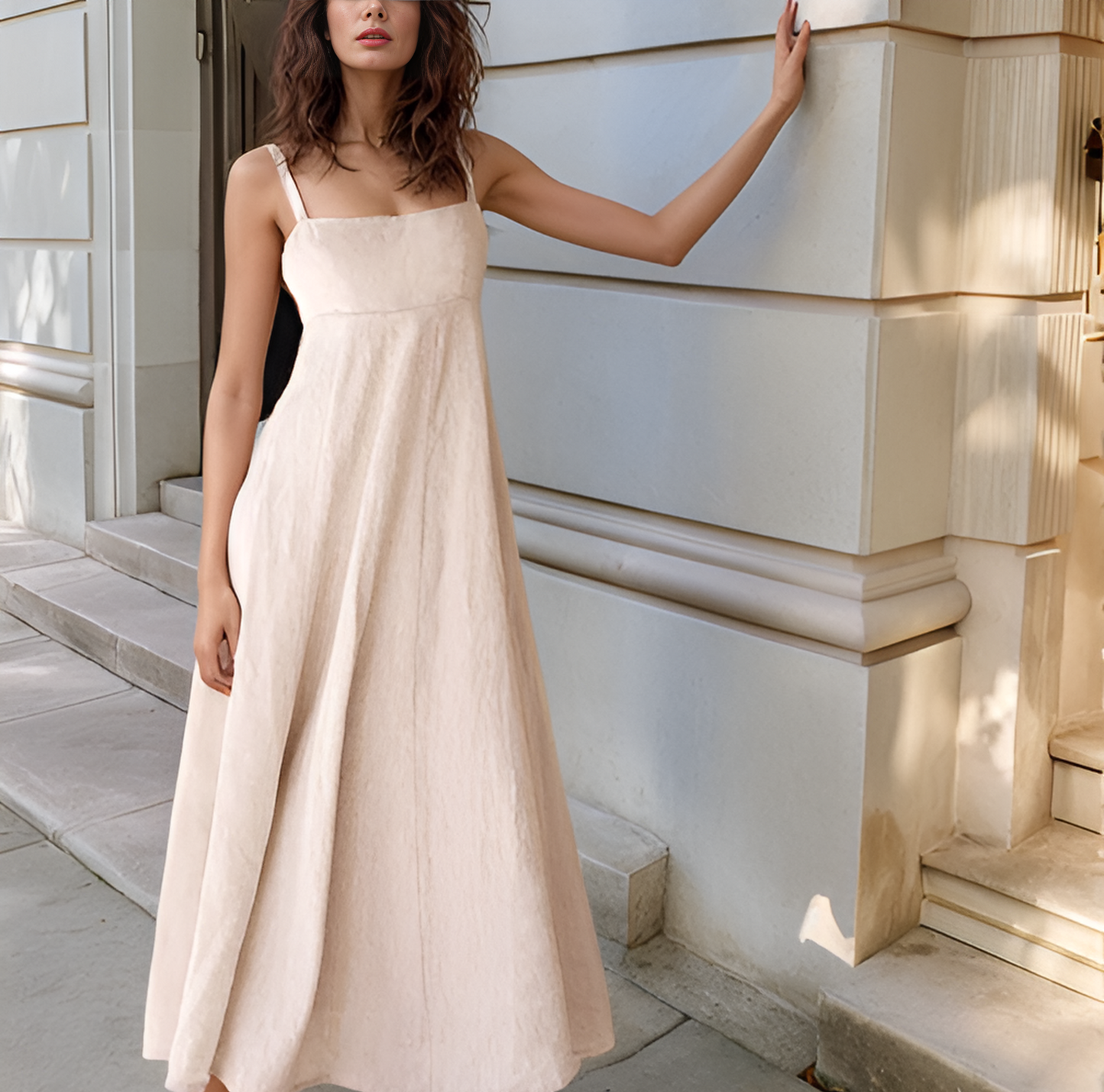 Beach Sleeveless Linen Sundress LILLE with Casual Straps
