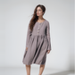 Beige Bow Detail Linen A-Line Dress ROUEN for Everyday