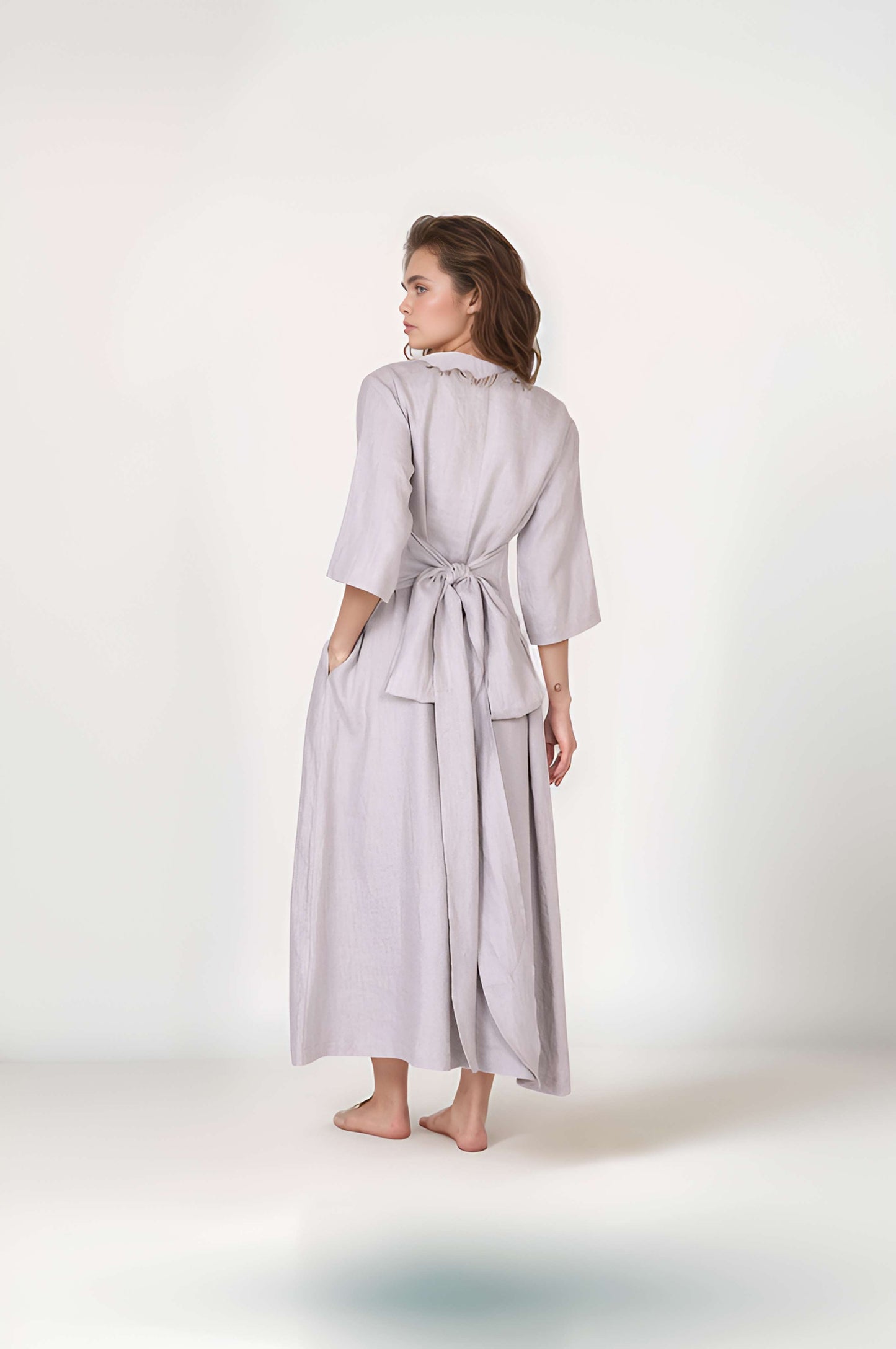 Belgian Linen Elegant Maxi Dress MALAGA