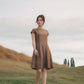 Boat Neck Linen Tunic Dress PERPIGNAN with Cap Sleeves