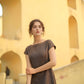Boat Neck Linen Tunic Dress PERPIGNAN with Cap Sleeves