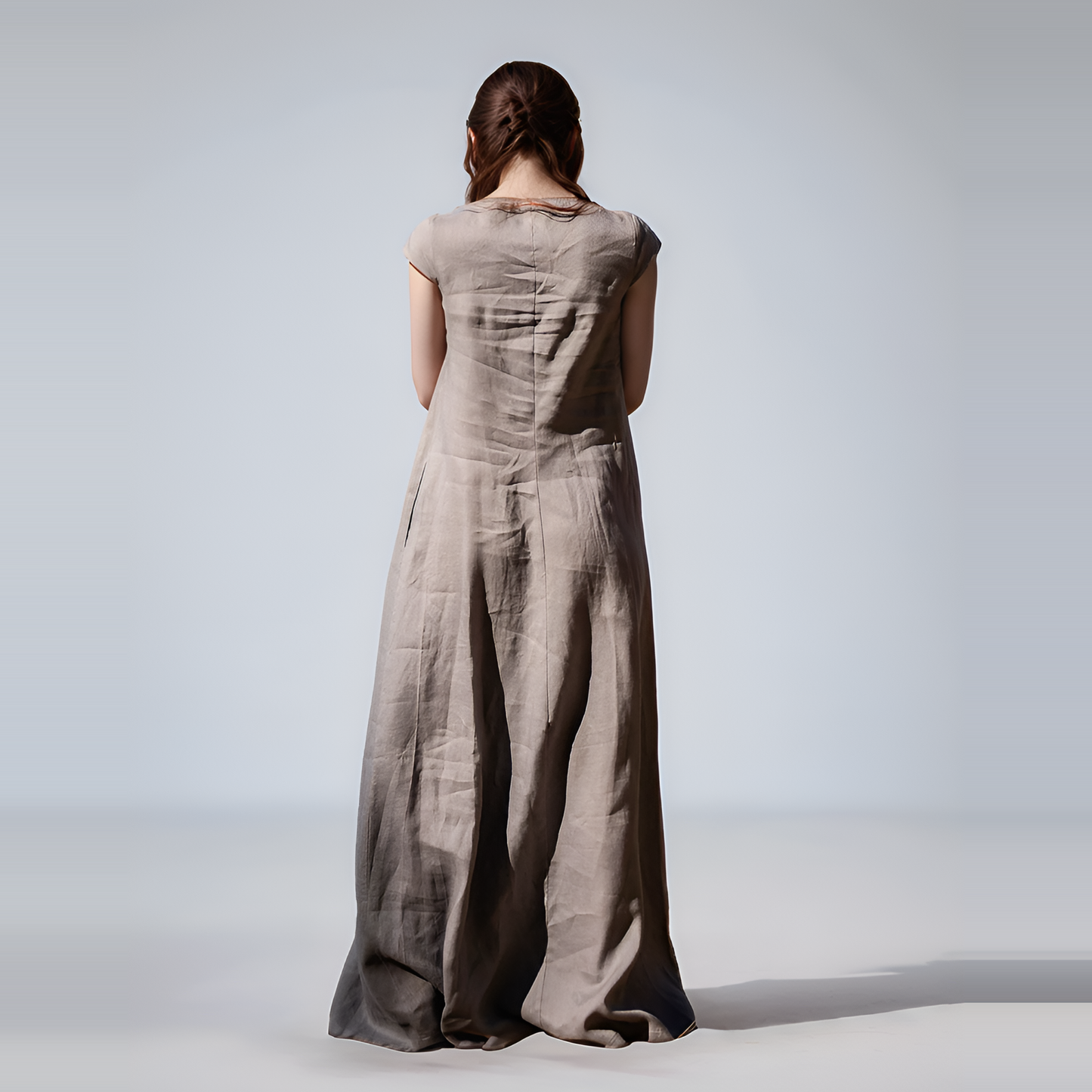 Boho Mustard Linen Maxi Dress MALLORCA Plus Size
