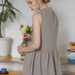 Boho Sleeveless Linen Dress SEDONA V-Neck Pockets
