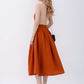 Button Linen Maxi Skirt CALAIS Pleated Flowy
