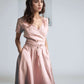Deep Green Belted Linen Wrap Dress NICE with Pockets