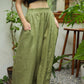 Elastic Waist Midi Linen Skirt METZ with Pockets for Women
