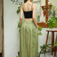 Elastic Waist Midi Linen Skirt METZ with Pockets for Women