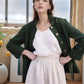 Elastic Waist Midi Linen Skirt NANCY for Summer