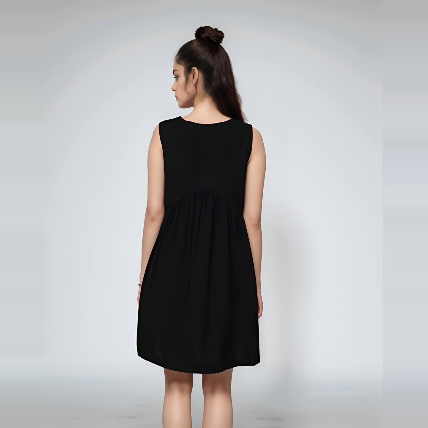Empire Waist Above-Knee Linen Dress REYKJAVIK with Pockets