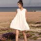 Empire Waist Above-Knee Linen Dress REYKJAVIK with Pockets