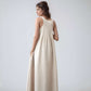 Empire Waist Linen Sundress METZ with Wide Straps