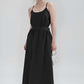Gathered Linen Midi Skirt MULHOUSE in Black Waist
