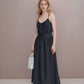 Gathered Linen Midi Skirt MULHOUSE in Black Waist
