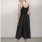 Gathered Linen Midi Skirt MULHOUSE in Black Waist