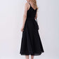 Gathered Linen Midi Skirt MULHOUSE in Black Waist