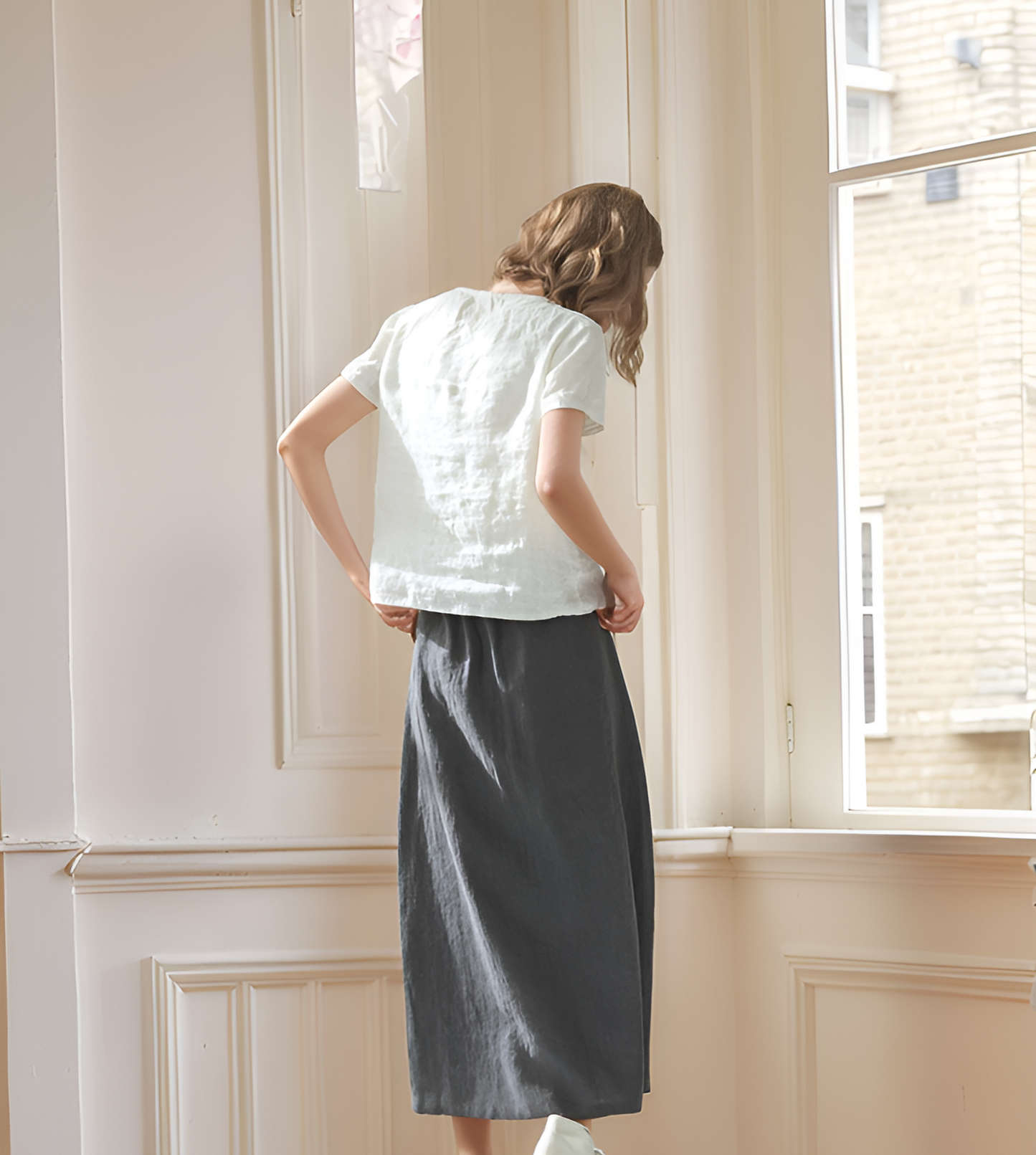 High-Waisted A-Line Linen Skirt BANFF Long Fit