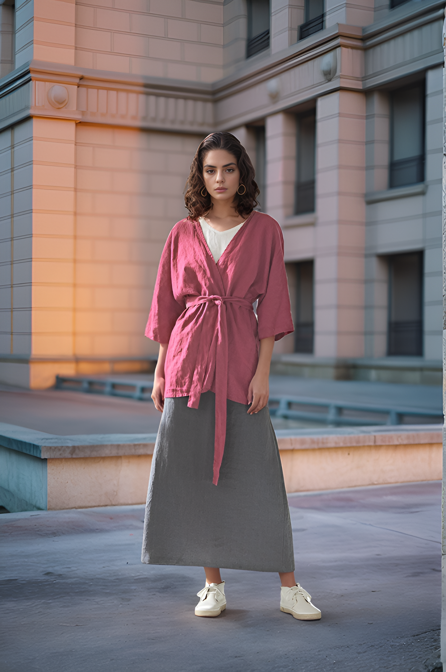 High-Waisted A-Line Linen Skirt BANFF Long Fit