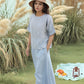 High Waist Maxi Linen Skirt TROYES in Light Blue