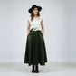 Khaki Wide Linen Wedding Skirt BAYONNE