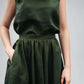 Khaki Wide Linen Wedding Skirt BAYONNE