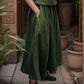 Khaki Wide Linen Wedding Skirt BAYONNE
