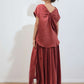 Linen Maxi Skirt DENALI Side Slit Gathered