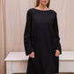Long Sleeve Linen Shift Dress NIMES in Pink Pockets
