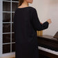 Long Sleeve Linen Shift Dress NIMES in Pink Pockets