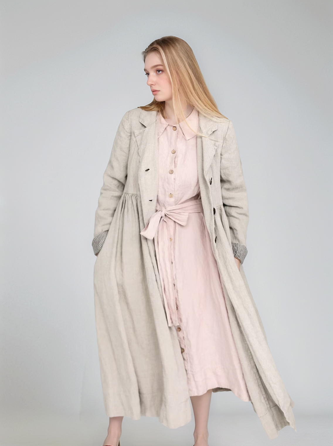 Loose Linen Blazer LILLE with Pockets Plus Size