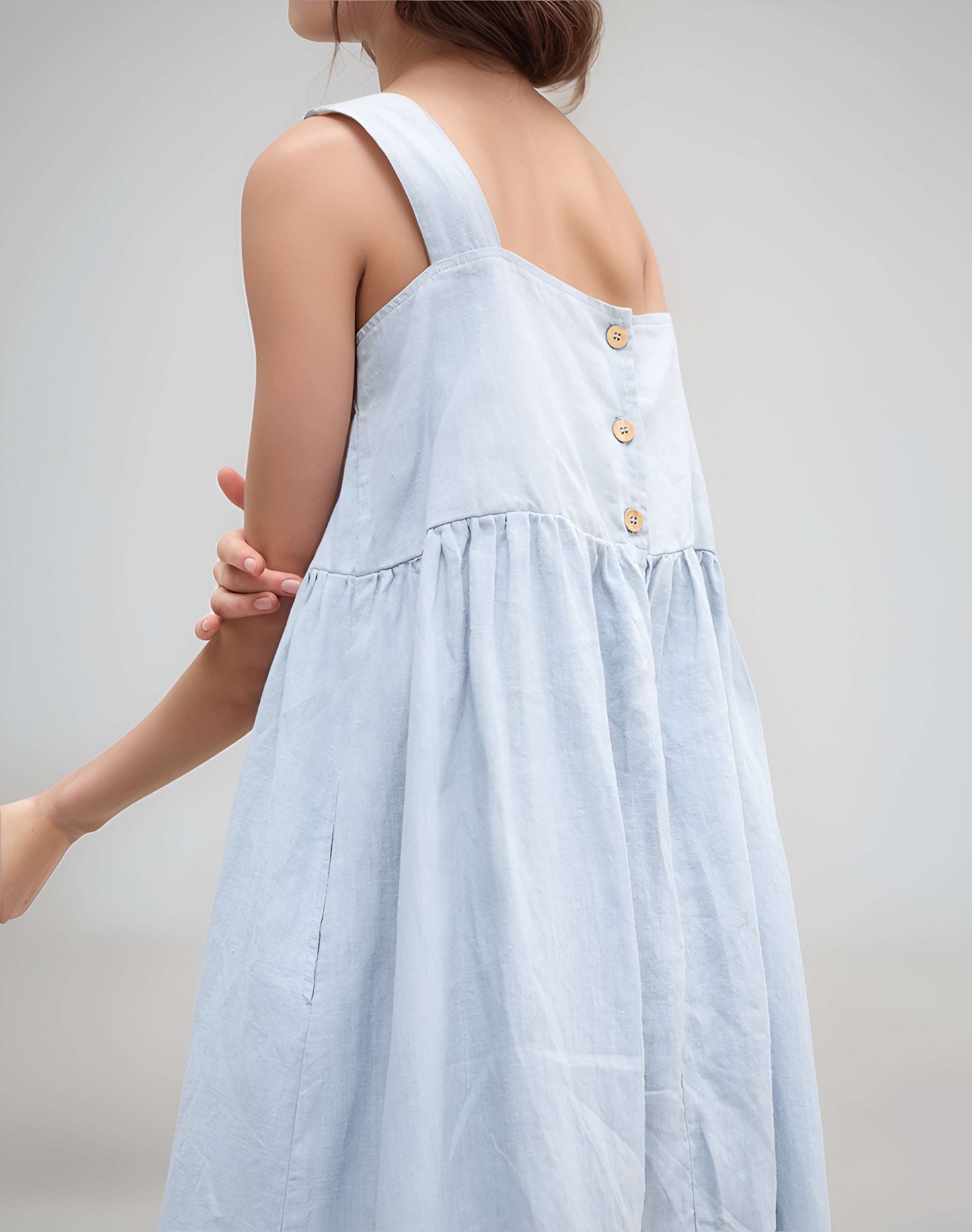 Loose Summer Linen Dress TOULOUSE in Sky Blue