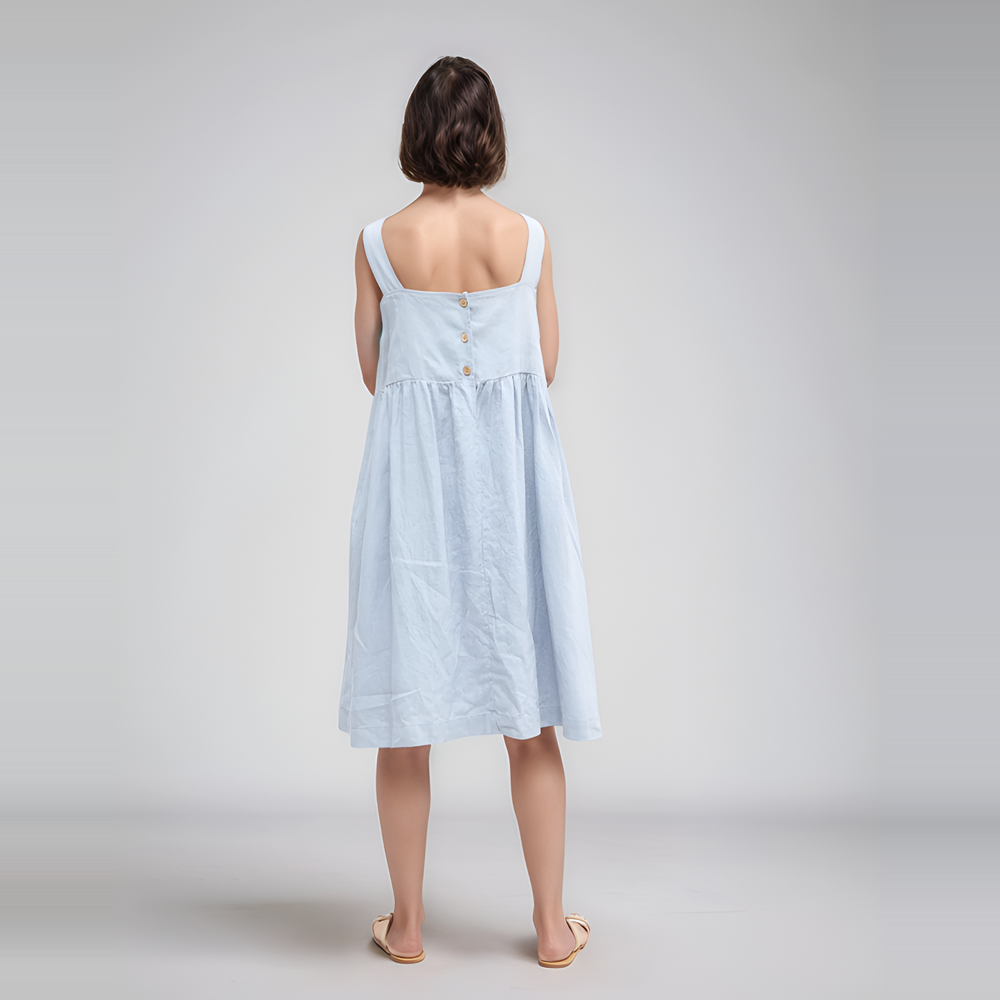 Loose Summer Linen Dress TOULOUSE in Sky Blue