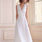 Maxi Wrap Linen Dress ALBI in White Sleeveless