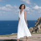 Maxi Wrap Linen Dress ALBI in White Sleeveless
