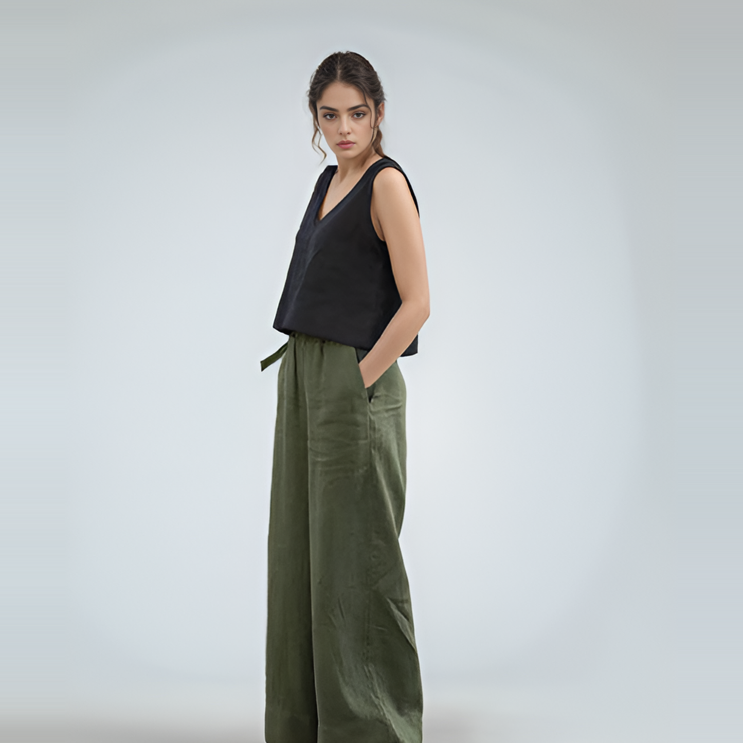 Minimalist Wide Leg Linen Palazzo Pants BANFF for Women