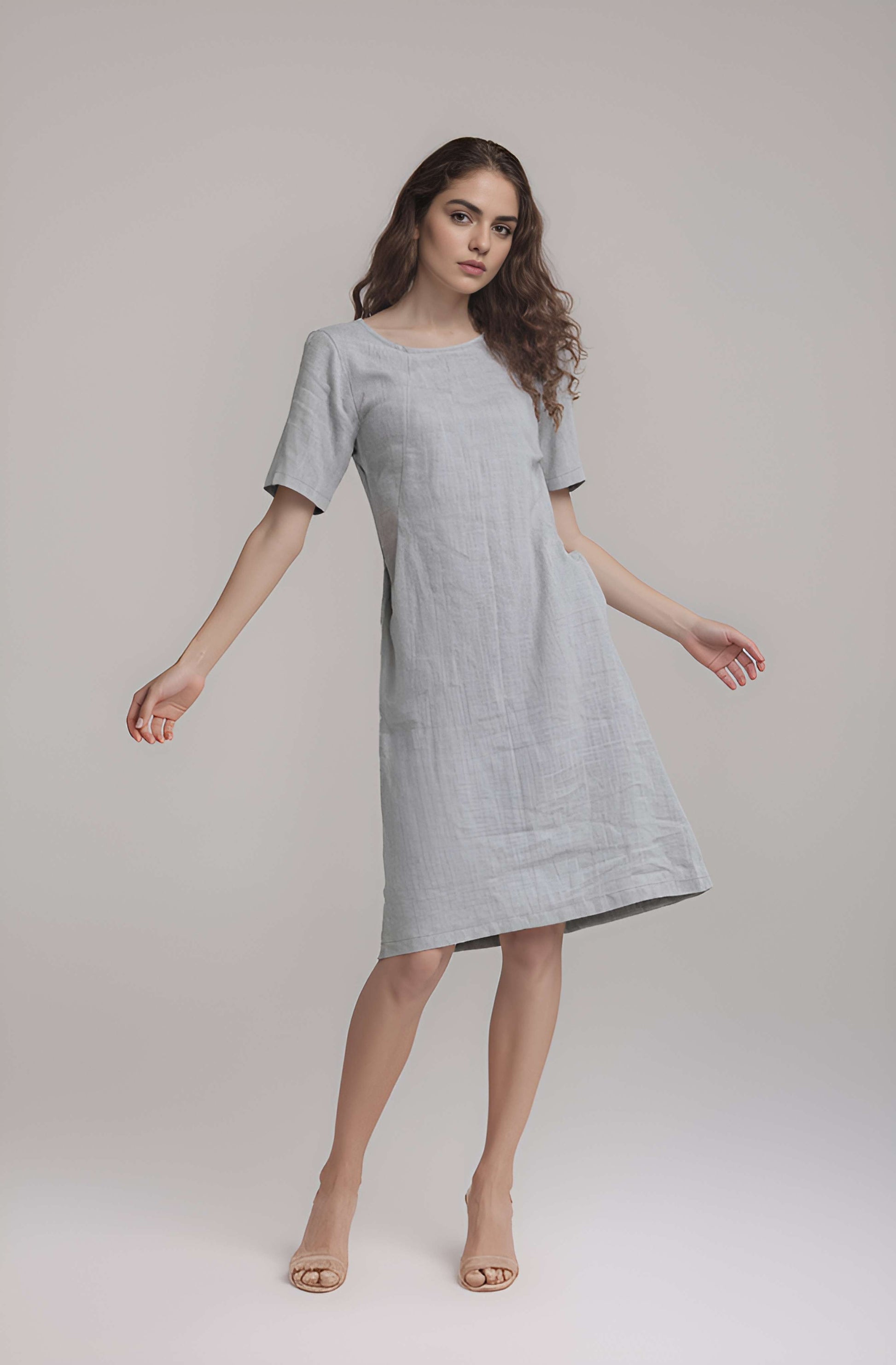 Minimalist Linen Midi Dress BANFF