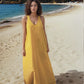 Mustard Pocket Linen Maxi Dress PORTO for Plus Size