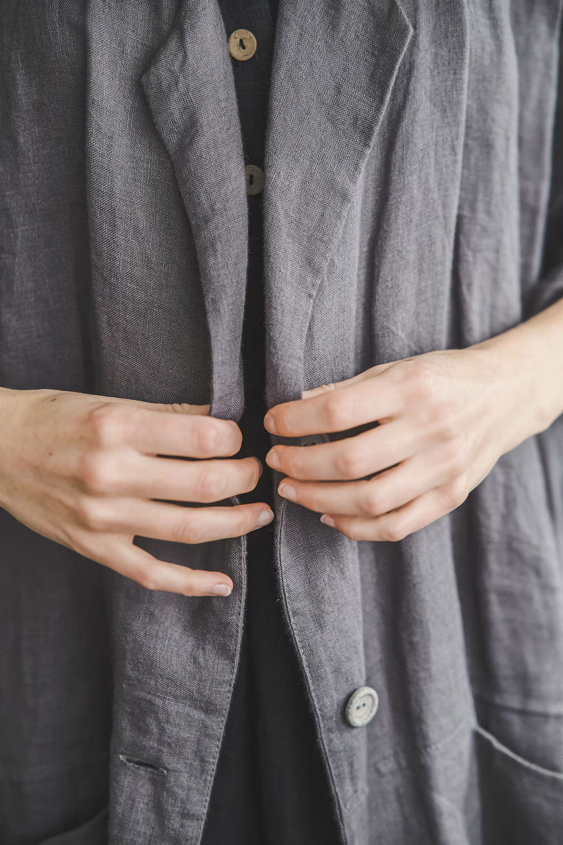 Oversized Linen Blazer BANFF with Pockets Plus Size