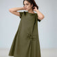 Petite Bow Detail Linen Dress TOULON for Vacation