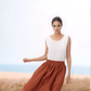 Pleated Linen Midi Skirt ANNECY with Pockets