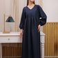 Puff Sleeve Linen Boho Dress BRUGES Ankle Length