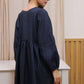 Puff Sleeve Linen Boho Dress BRUGES Ankle Length