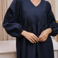 Puff Sleeve Linen Boho Dress BRUGES Ankle Length
