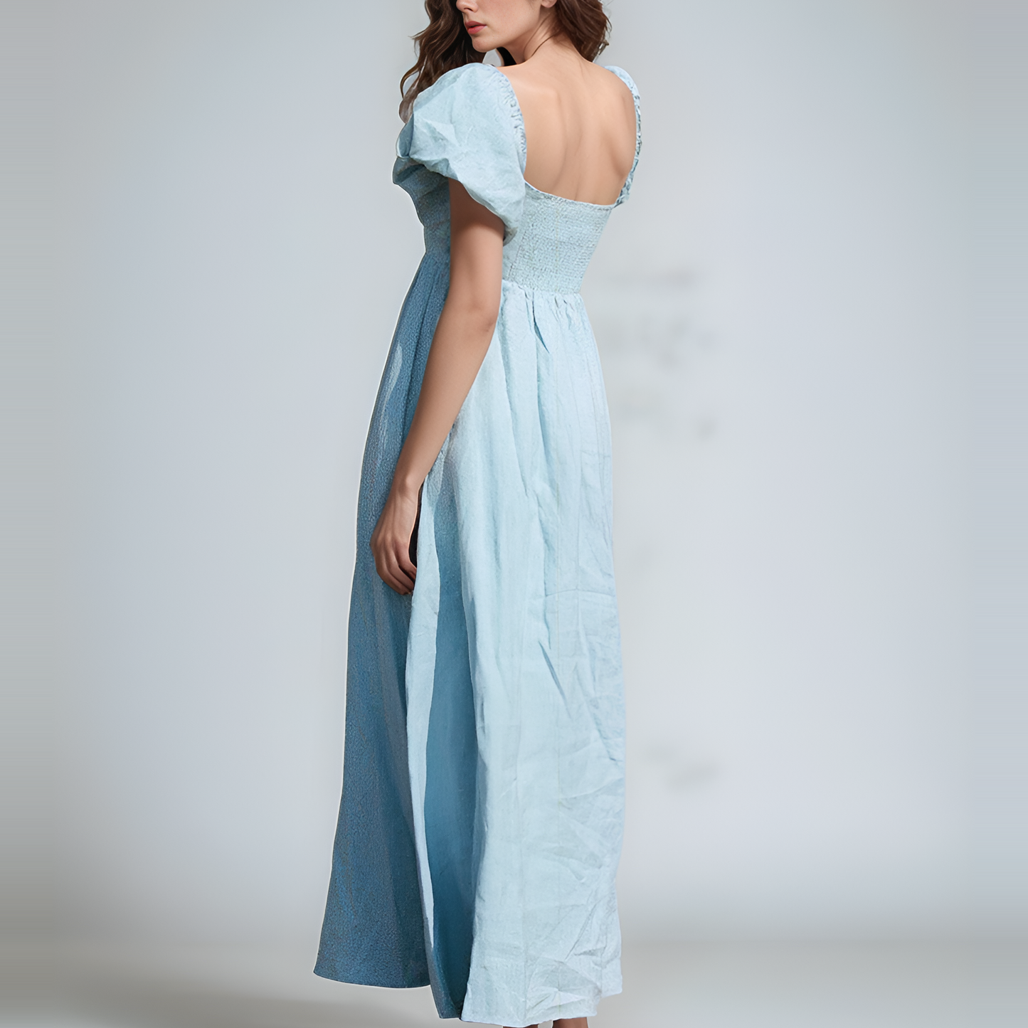 Puffy Maxi Linen Dress RENNES Romantic Loose