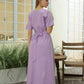 Short Sleeve V-Neck Linen Wrap Dress CAEN with Belt