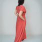 Short Sleeve Linen Wrap Dress ROUEN Pockets Loose