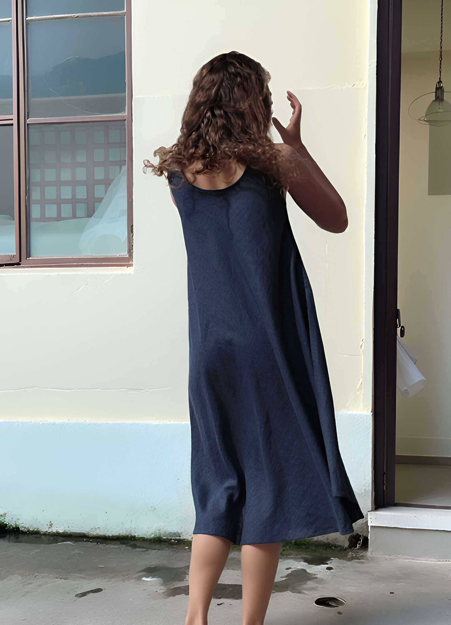 Sleeveless Loose Linen Swing Dress LIMOGES for Summer